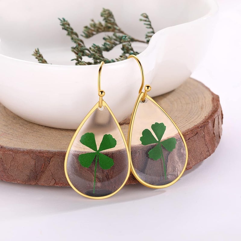 AUNTESIGN Store Forget-Me-Not and Queen Anne's Lace Pressed Wildflower Earrings | Pressed Flower Earrings | Handmade Drop and Dangle Earrings | Gift for Woman - Image 2
